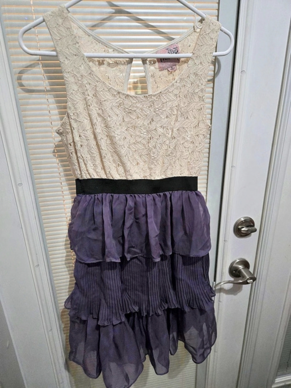 Epilogue Size Medium Posh by V Floral Lace Mini Dress in Purple & Cream